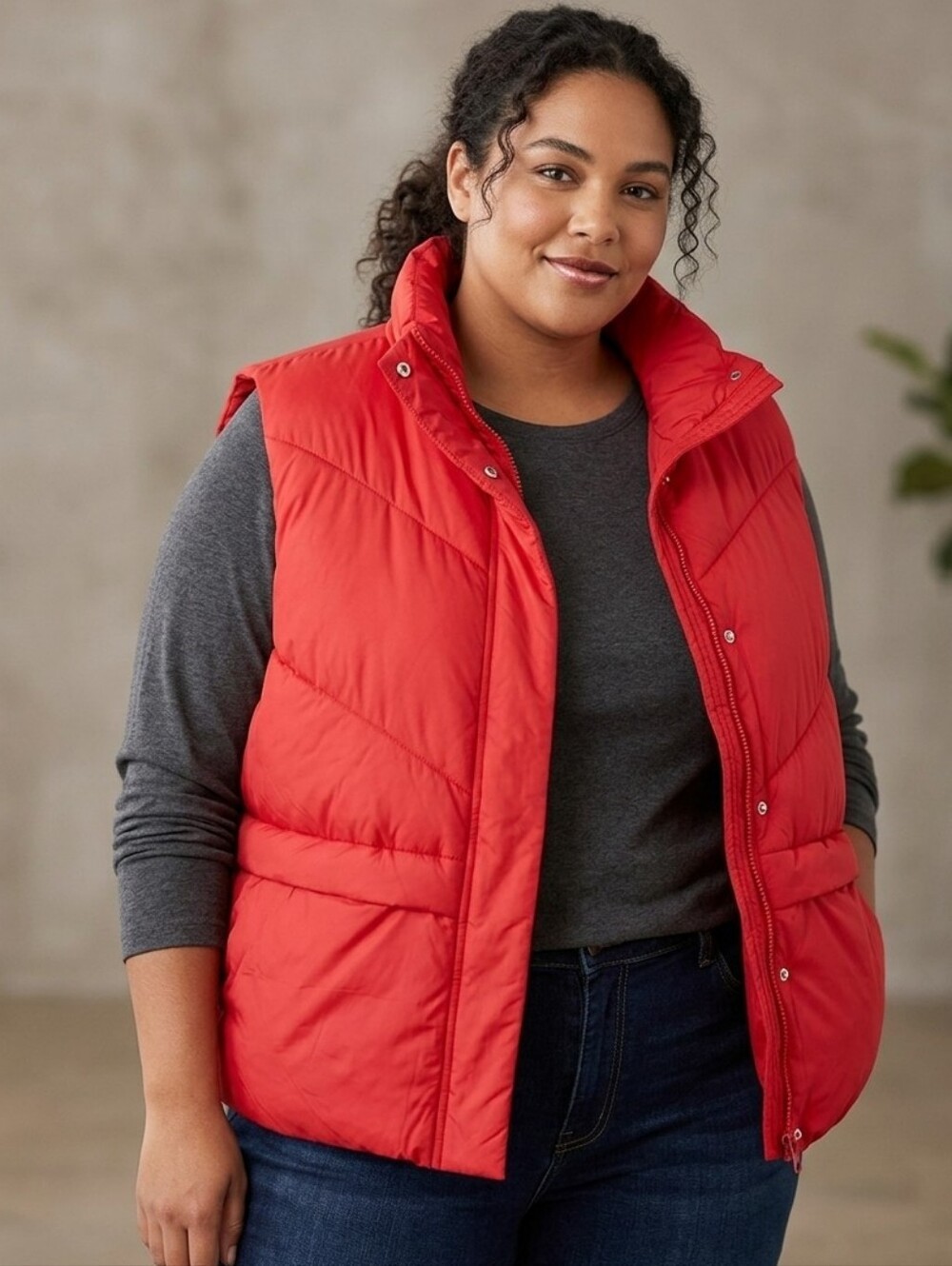 New! Xersion Women's Vibrant Red Quilted Vest Size XXL